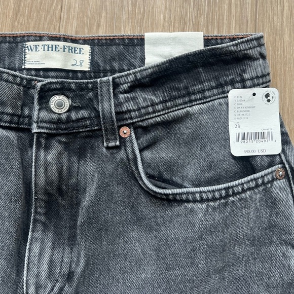 Free People We The Free Xena High Rise Slim Straight Leg Black Wash Size 28 - Picture 5 of 9